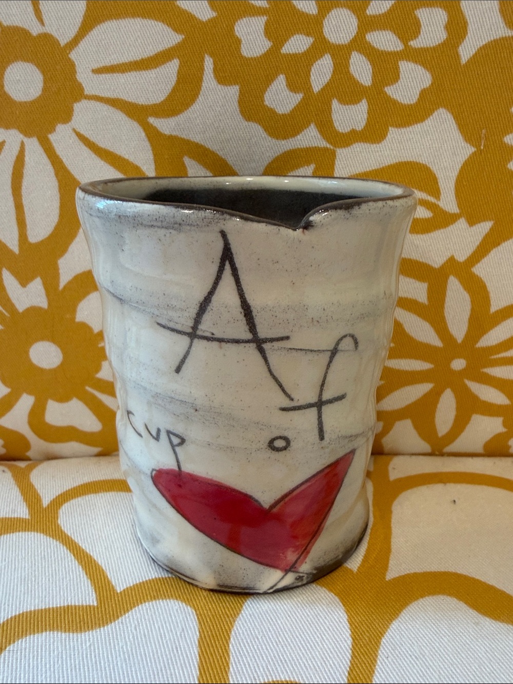 Z pots Handcrafted Ceramic mug a cup of red heart love symbol Sundance zpots